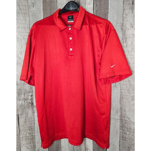 NIKE Sphere Dry RED Golf Short Sleeve Polo SHIRT gift Men's size XL - Picture 1 of 5